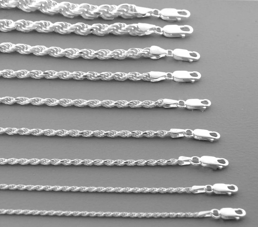 NEW STERLING SILVER ITALIAN MADE ROPE CHAIN Size: 4mm Lengths: 26" Well made, not cheap lightweight (1 of 2)