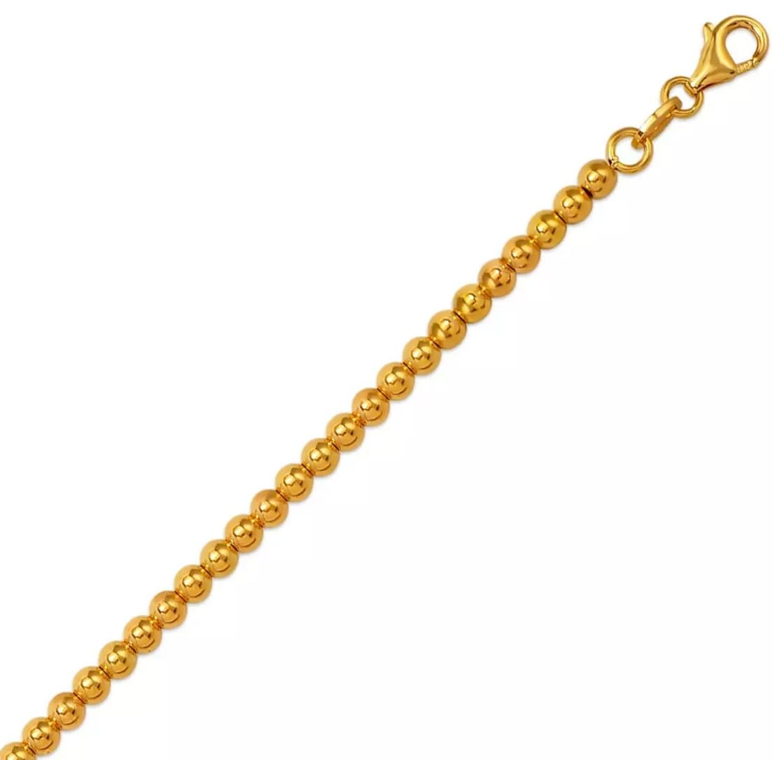 NEW 14K YELLOW GOLD HOLLOW HP BEAD BRACELET 3 mm 14K Yellow Gold Approx. 030 Gauge (3.0mm Wide): NEW 14K YELLOW GOLD HOLLOW HP BEAD BRACELET 3 mm 14K Yellow Gold Approx. 030 Gauge (3.0mm Wide) High Polished Hollow Lobster Lock Length: 7" Inch Weight: 2.9 Grams