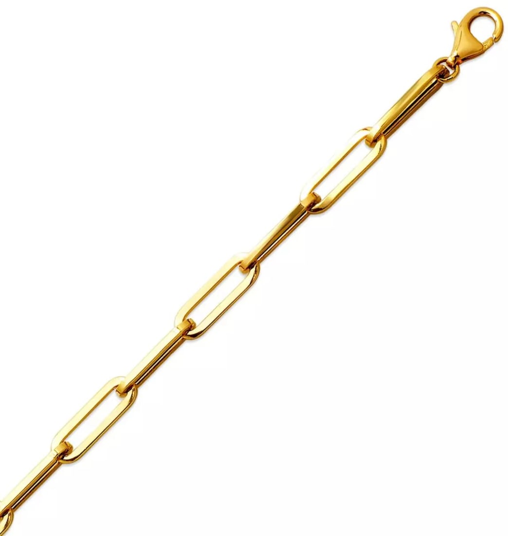 NEW 14K YELLOW GOLD HOLLOW HP FORZATA BRACELET 5mm 14K Yellow Gold Approx. 050 Gauge (5mm Wide) High: NEW 14K YELLOW GOLD HOLLOW HP FORZATA BRACELET 5mm 14K Yellow Gold Approx. 050 Gauge (5mm Wide) High Polished Hollow Lobster Lock Length : 7.5" Inch Weight: 4.0 Grams
