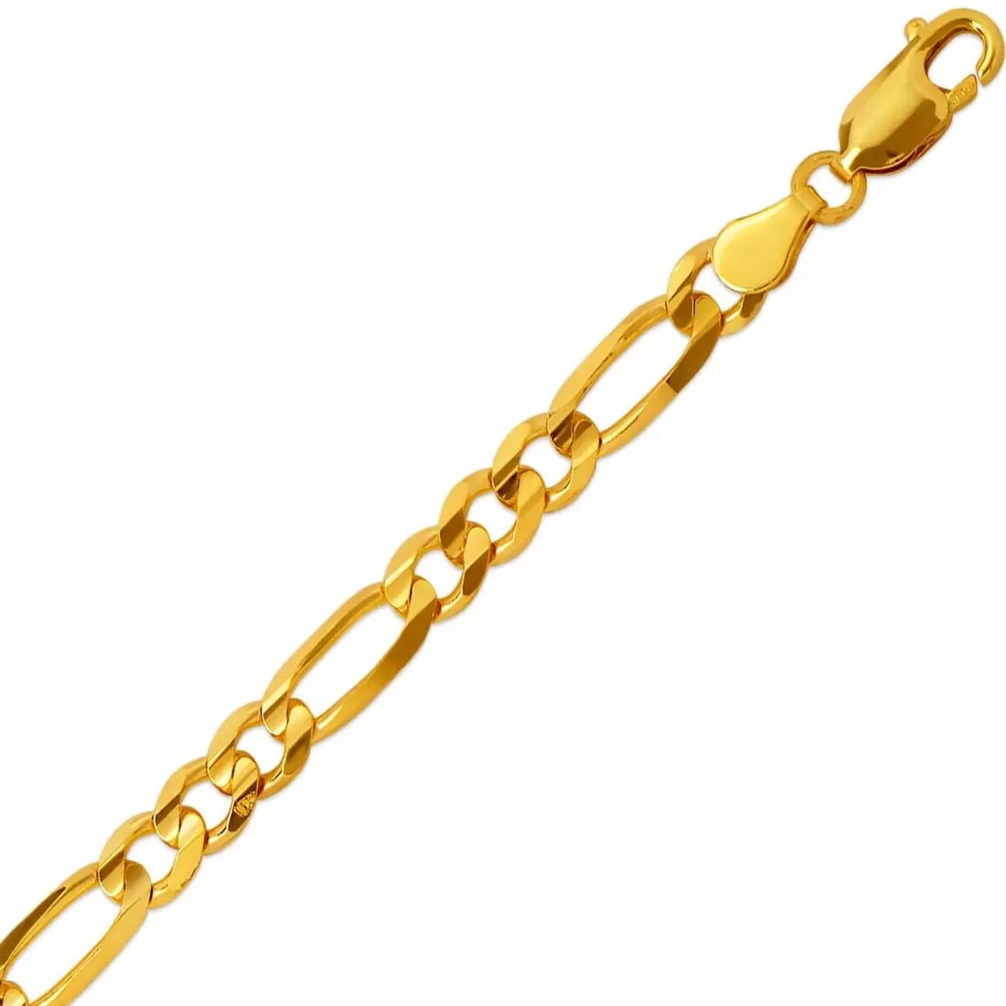 NEW 14K YELLOW GOLD FIGARO FLAT BRACELET 5mm 14K Yellow Gold Approx. 120 Gauge (5.0mm Wide) High (1 of 2)