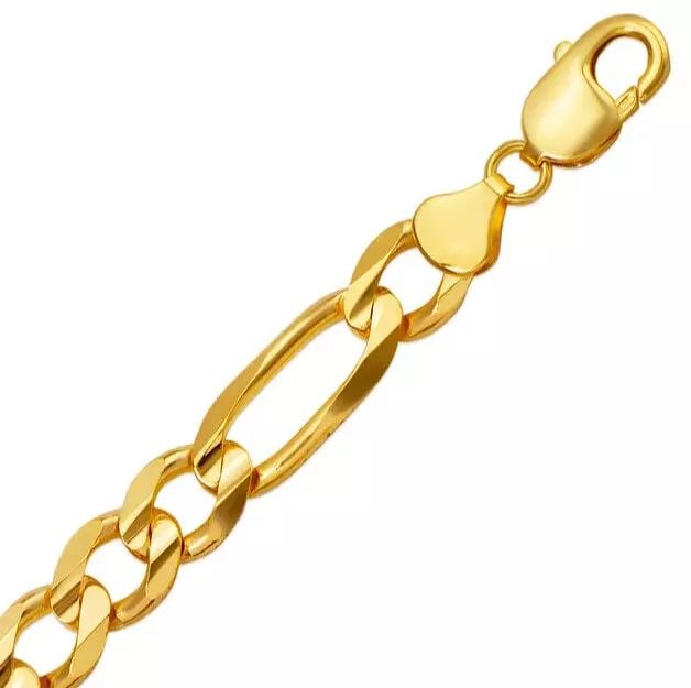 NEW 14K YELLOW GOLD FIGARO FLAT BRACELET 10 mm 14K Yellow Gold Approx. 250 Gauge (10.0mm Wide) High (1 of 2)