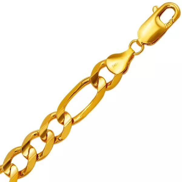 NEW 14K YELLOW GOLD FIGARO X-LIGHT BRACELET 8mm 14K Yellow Gold Approx. 210 Gauge (8.0mm Wide) High (1 of 2)