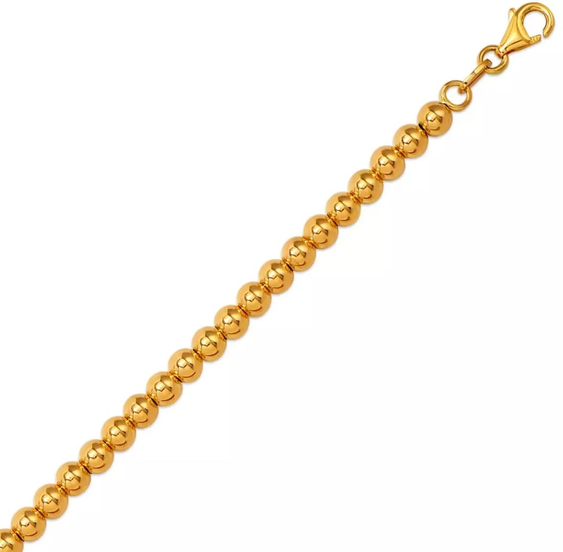 NEW 14K YELLOW GOLD HOLLOW HP BEAD BRACELET 4mm 14K Yellow Gold Approx. 040 Gauge (4.0mm Wide) High: NEW 14K YELLOW GOLD HOLLOW HP BEAD BRACELET 4mm 14K Yellow Gold Approx. 040 Gauge (4.0mm Wide) High Polished Hollow Lobster Lock Length : 7" Inch Weight: 3.0 Grams