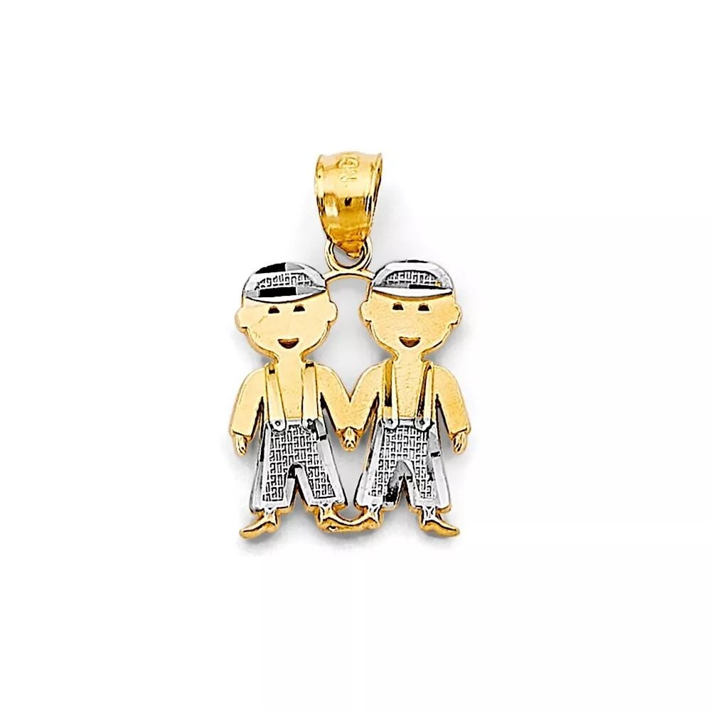 NEW 14K TWO TONE GOLD BOY-BOY PENDANT 14K TWO TONE GOLD NEW BOY-BOY PENDANT WEIGHT: 1.4g: NEW 14K TWO TONE GOLD BOY-BOY PENDANT 14K TWO TONE GOLD NEW BOY-BOY PENDANT WEIGHT: 1.4g