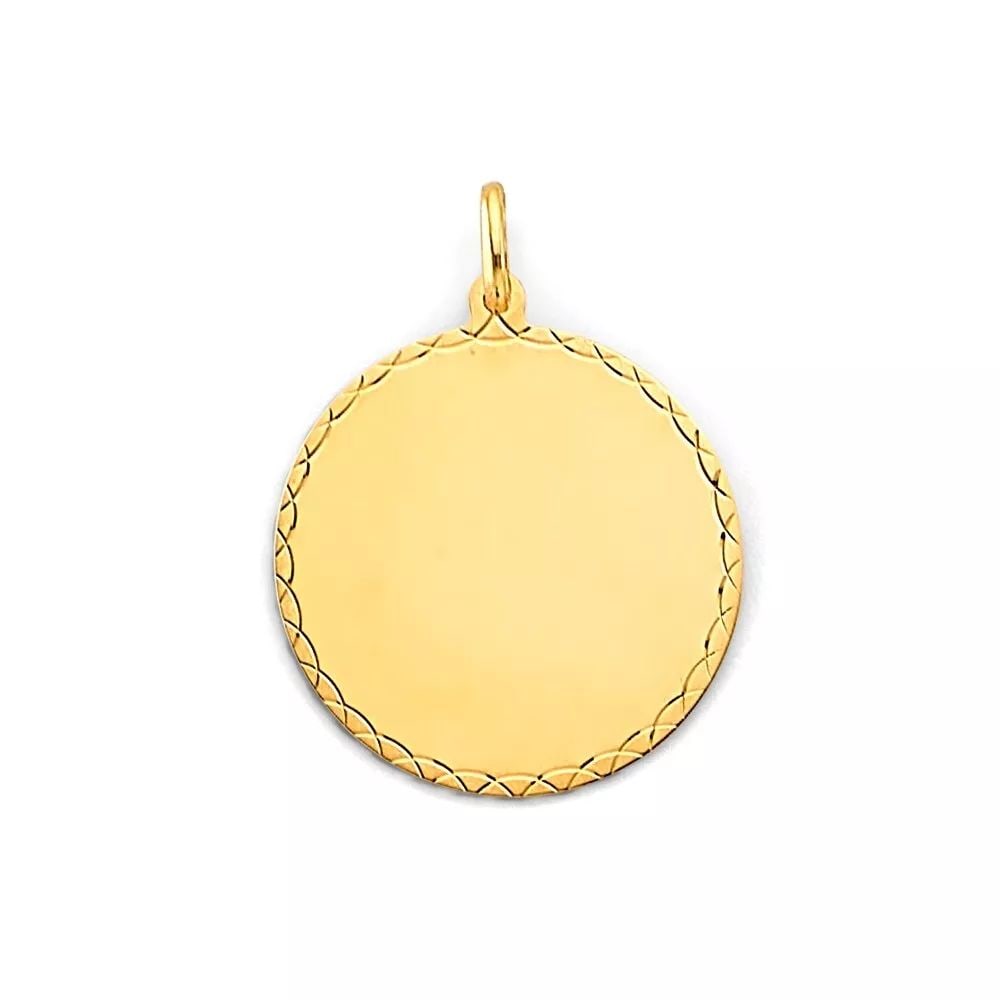 NEW 14K YELLOW GOLD ENGRAVABLE PLAIN PENDANT (1 of 2)