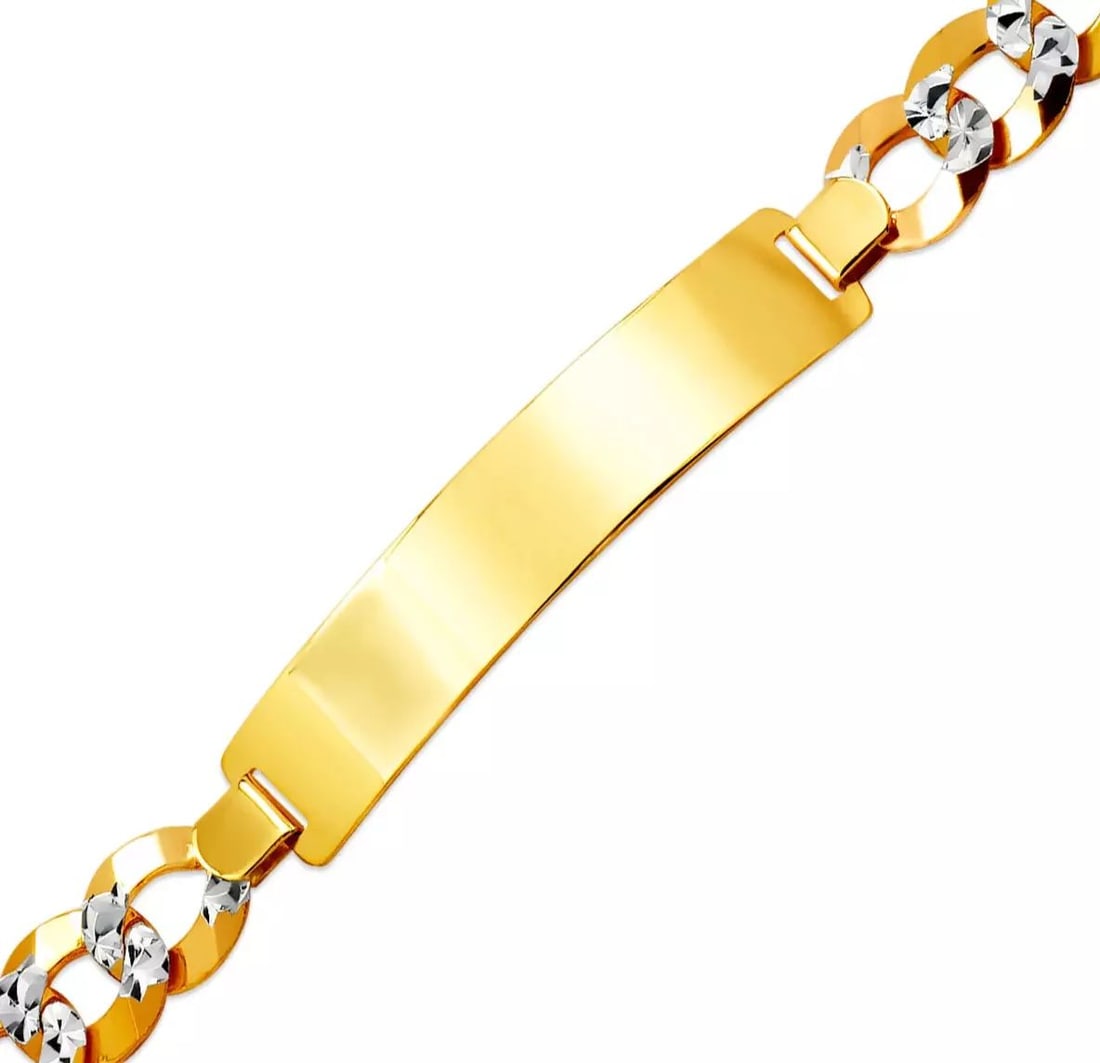 NEW 14K WHITE PAVE GOLD CURB LIGHT ID BRACELET 14K White Pave Gold Approx. 260 Gauge (11.0mm ID,: NEW 14K WHITE PAVE GOLD CURB LIGHT ID BRACELET 14K White Pave Gold Approx. 260 Gauge (11.0mm ID, 11.0mm Bracelet) High Polished Lobster Lock Length 8" Weight: 23.6 Grams