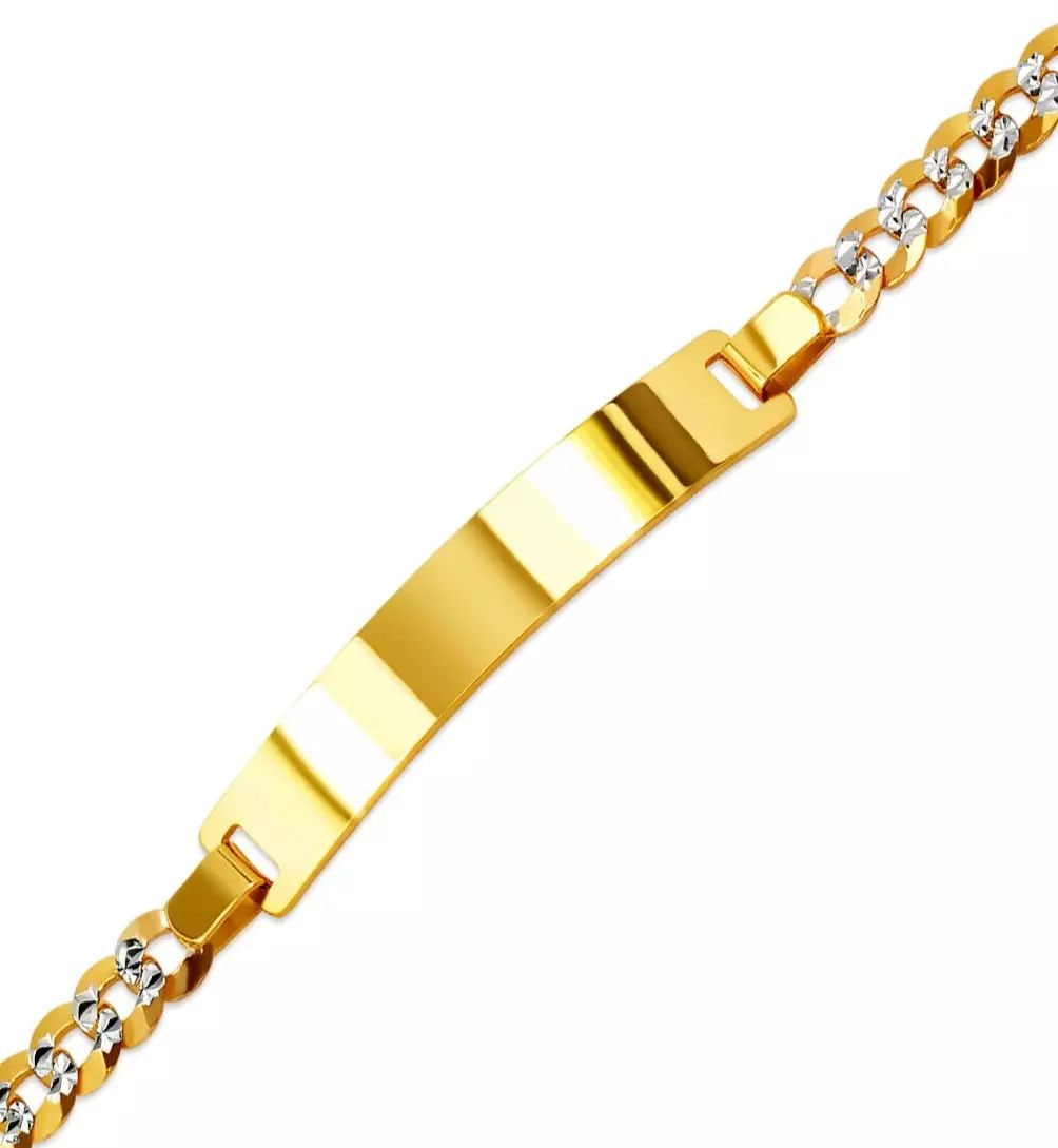 NEW 14K WHITE PAVE GOLD CURB LIGHT ID BRACELET 14K White Pave Gold Approx. 120 Gauge (7.0mm ID,: NEW 14K WHITE PAVE GOLD CURB LIGHT ID BRACELET 14K White Pave Gold Approx. 120 Gauge (7.0mm ID, 5.0mm Bracelet) High Polished Lobster Lock Weight: 7.3 Grams