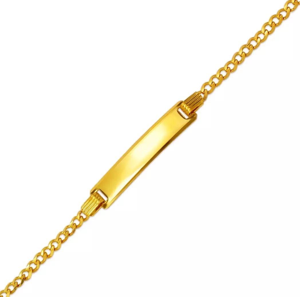 NEW 14K YELLOW GOLD CURB X-LIGHT BABY ID BRACELET 14K Yellow Gold Approx. 5mm ID, 2.5mm Bracelet: NEW 14K YELLOW GOLD CURB X-LIGHT BABY ID BRACELET 14K Yellow Gold Approx. 5mm ID, 2.5mm Bracelet High Polished Lobster Lock Length 6" Weight: 2.7 Grams