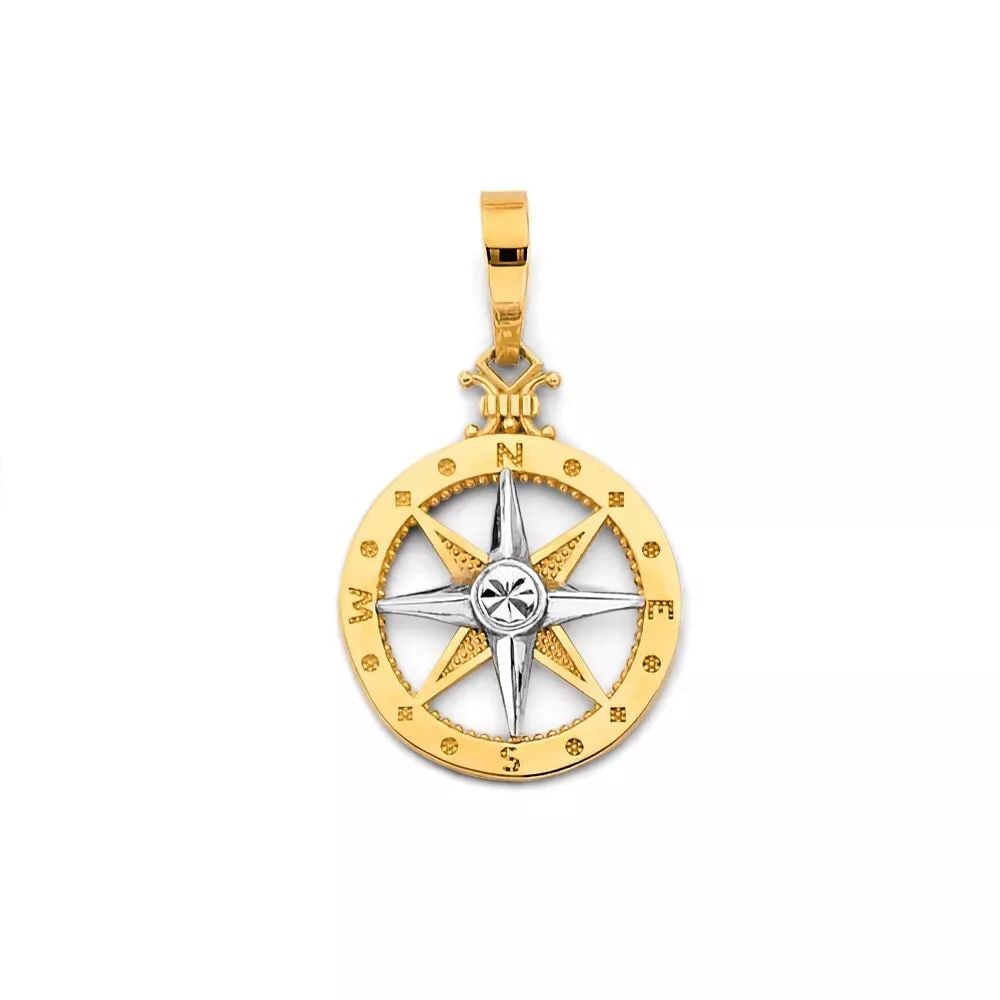NEW 14K TWO TONE GOLD CZ COMPASS PENDANT 14K TWO TONE GOLD NEW CZ COMPASS PENDANT WEIGHT: 1g (1 of 2)