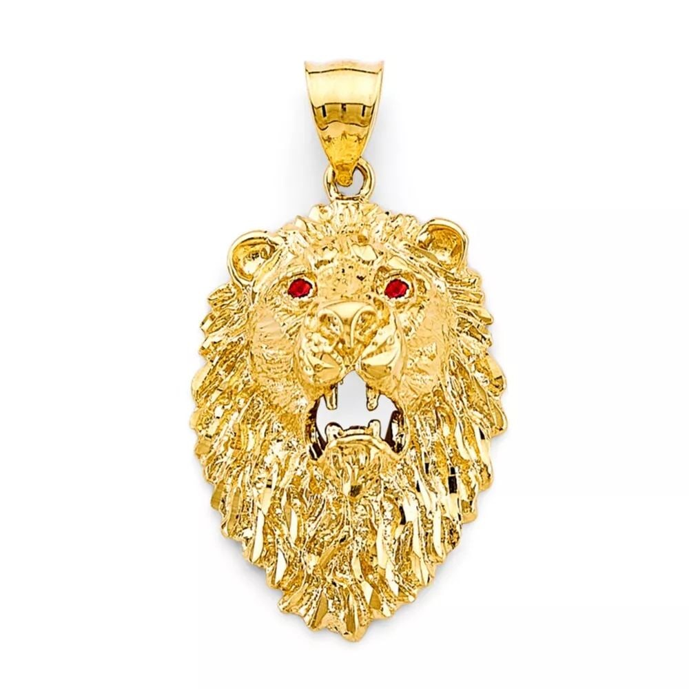 NEW 14K YELLOW GOLD CZ LION FACE PENDANT 14K YELLOW GOLD NEW CZ LION FACE PENDANT WEIGHT: 11g (1 of 2)