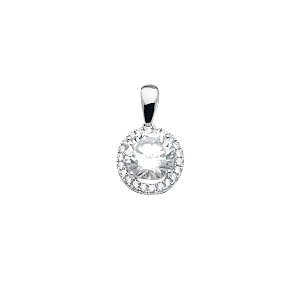 NEW 14K WHITE GOLD CZ PENDANT/SET 14K WHITE GOLD NEW CZ PENDANT/SET WEIGHT: 0.8g (1 of 2)