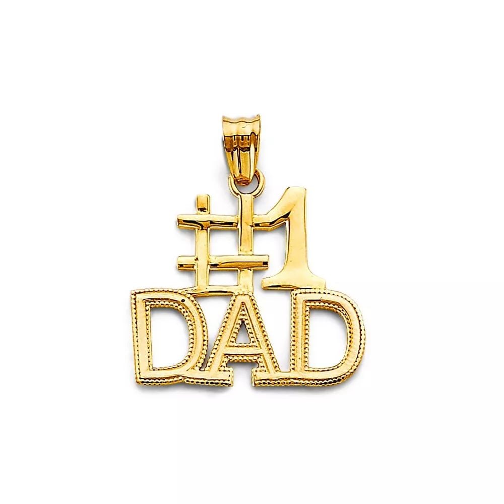NEW 14K YELLOW GOLD #1 DAD PENDANT 14K YELLOW GOLD NEW #1 DAD PENDANT WEIGHT: 1.4g: NEW 14K YELLOW GOLD #1 DAD PENDANT 14K YELLOW GOLD NEW #1 DAD PENDANT WEIGHT: 1.4g