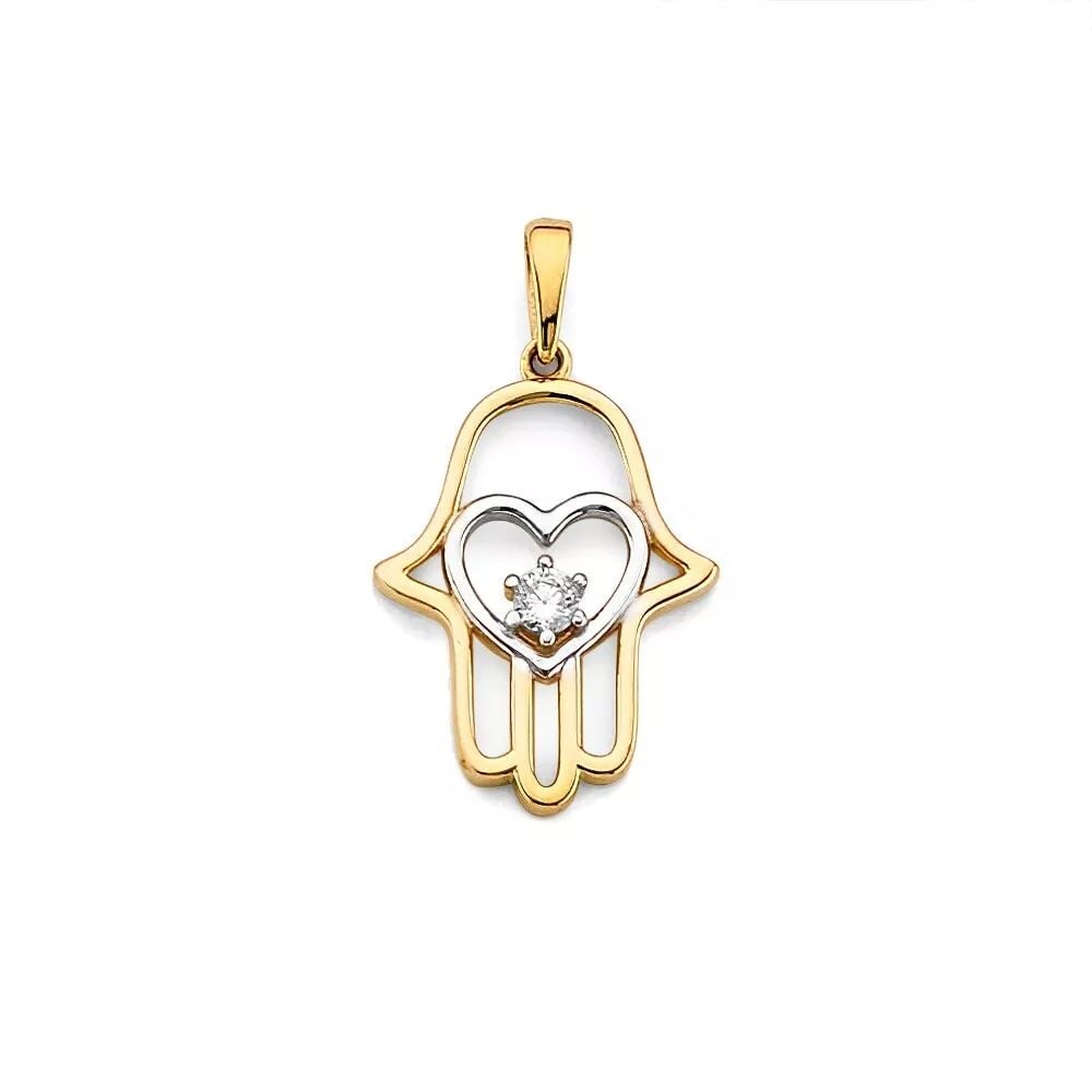 NEW 14K TWO TONE GOLD HAMSA HAND PENDANT 14K TWO TONE GOLD NEW HAMSA HAND PENDANT WEIGHT: 0.8g: NEW 14K TWO TONE GOLD HAMSA HAND PENDANT 14K TWO TONE GOLD NEW HAMSA HAND PENDANT WEIGHT: 0.8g