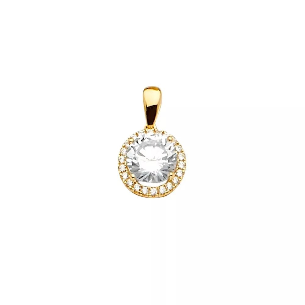 NEW 14K YELLOW GOLD CZ PENDANT/SET 14K YELLOW GOLD NEW CZ PENDANT/SET WEIGHT: 0.9g (1 of 2)