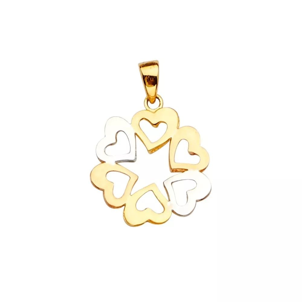 NEW 14K TRI COLOR GOLD 6HEARTS PENDANT 14K TRI COLOR GOLD NEW 6HEARTS PENDANT WEIGHT: 1.1g (1 of 2)