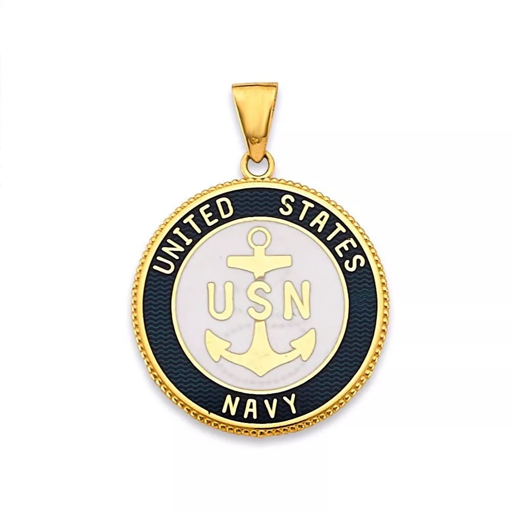 NEW 14K YELLOW GOLD US NAVY DOUBLE SIDED PENDANT 14K YELLOW GOLD NEW US NAVY DOUBLE SIDED PENDANT (1 of 2)