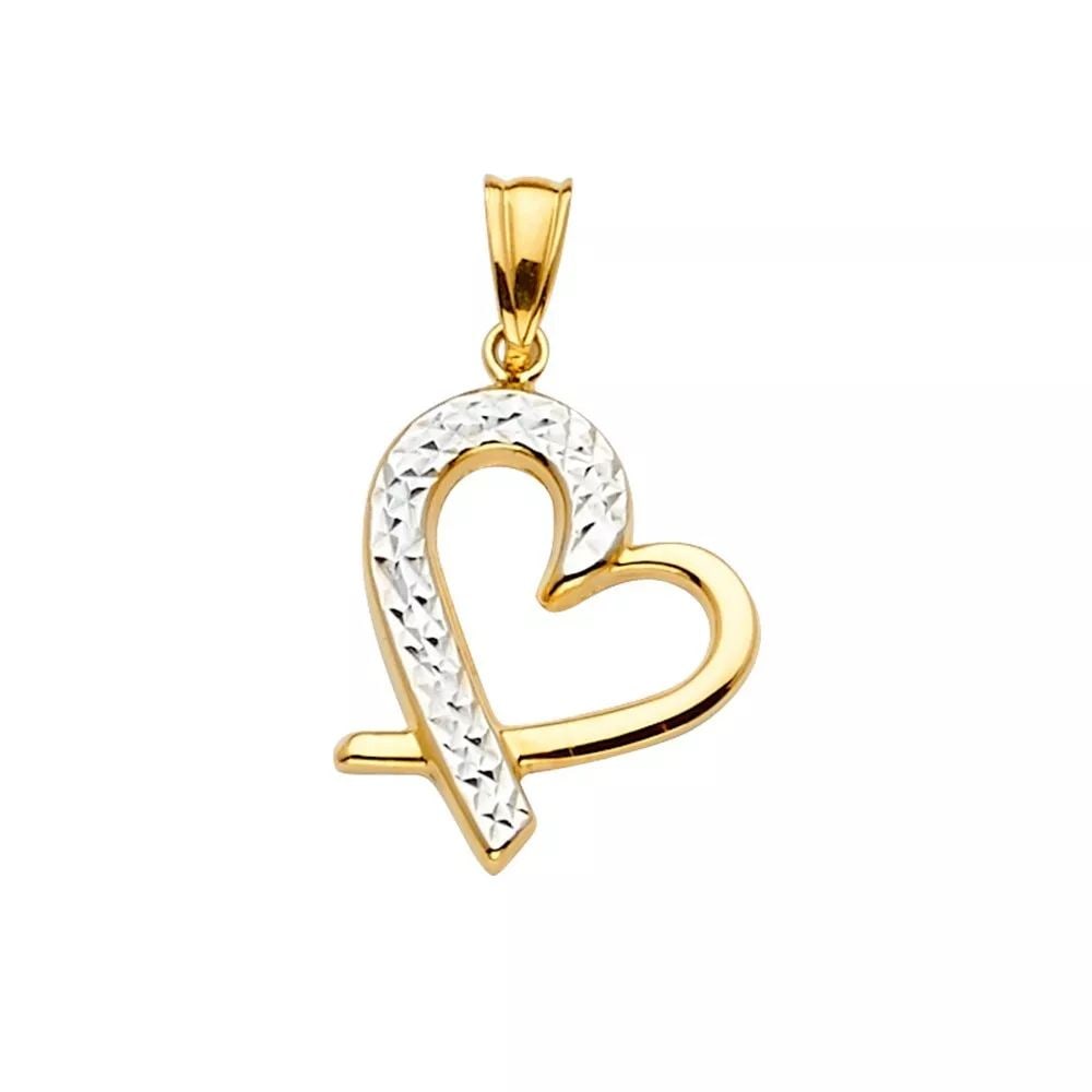 NEW 14K TWO TONE GOLD HEART PENDANT 14K TWO TONE GOLD NEW HEART PENDANT WEIGHT: 1g (1 of 2)