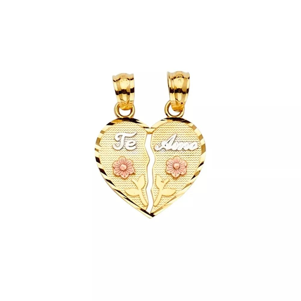 NEW 14K TRI COLOR GOLD TE AMO PENDANT 14K TRI COLOR GOLD NEW TE AMO PENDANT WEIGHT: 1.6g (1 of 2)