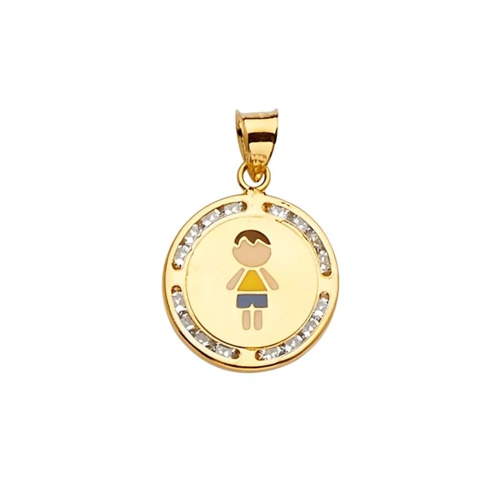NEW 14K YELLOW GOLD CZ ENAMEL BOYL PENDANT 14K YELLOW GOLD NEW CZ ENAMEL BOYL PENDANT WEIGHT: 1.3g: NEW 14K YELLOW GOLD CZ ENAMEL BOYL PENDANT 14K YELLOW GOLD NEW CZ ENAMEL BOYL PENDANT WEIGHT: 1.3g