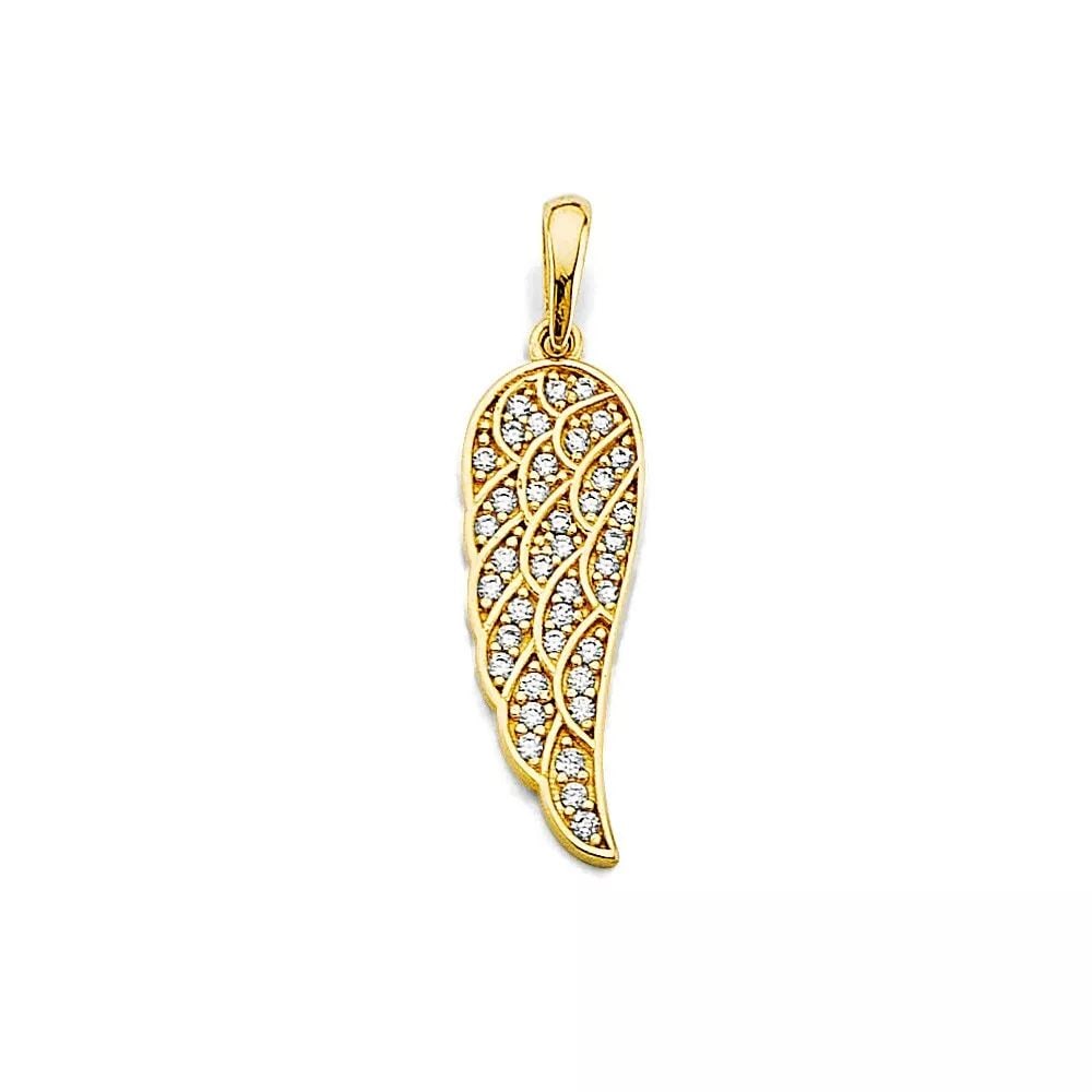 NEW 14K TWO TONE GOLD CZ WING PENDANT 14K TWO TONE GOLD NEW CZ WING PENDANT WEIGHT: 0.9g: NEW 14K TWO TONE GOLD CZ WING PENDANT 14K TWO TONE GOLD NEW CZ WING PENDANT WEIGHT: 0.9g