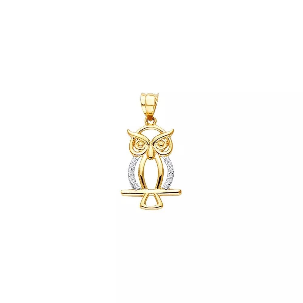 NEW 14K YELLOW GOLD CZ OWL PENDANT 14K YELLOW GOLD NEW CZ OWL PENDANT WEIGHT: 1g (1 of 2)