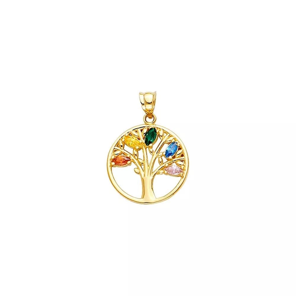 NEW 14K YELLOW GOLD ROUND PENDANT WITH FAMILY CZ 14K YELLOW GOLD NEW ROUND PENDANT WITH FAMILY CZ: NEW 14K YELLOW GOLD ROUND PENDANT WITH FAMILY CZ 14K YELLOW GOLD NEW ROUND PENDANT WITH FAMILY CZ WEIGHT: 1.5g