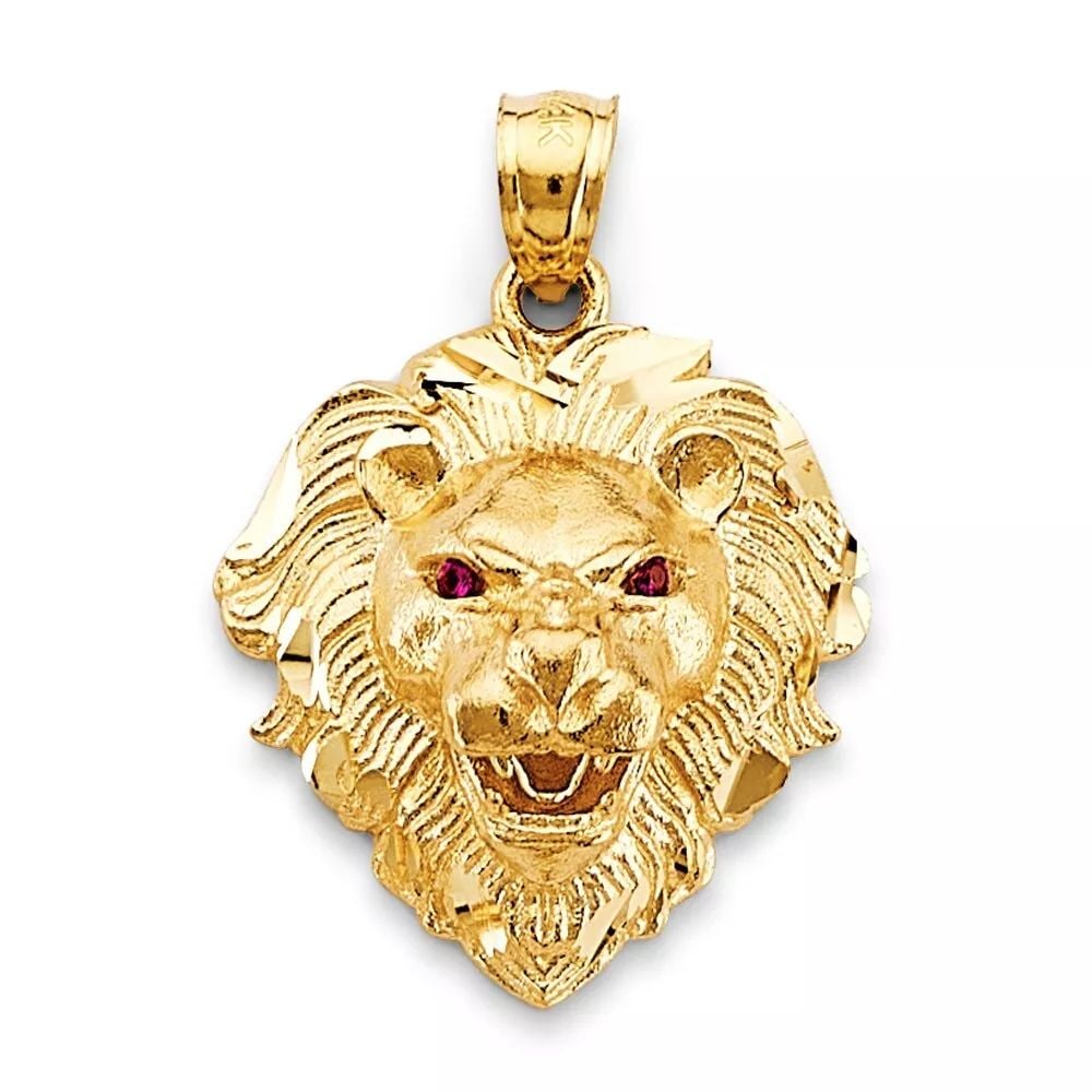 NEW 14K YELLOW GOLD CZ LION FACE PENDANT 14K YELLOW GOLD NEW CZ LION FACE PENDANT WEIGHT: 4.4g (1 of 2)