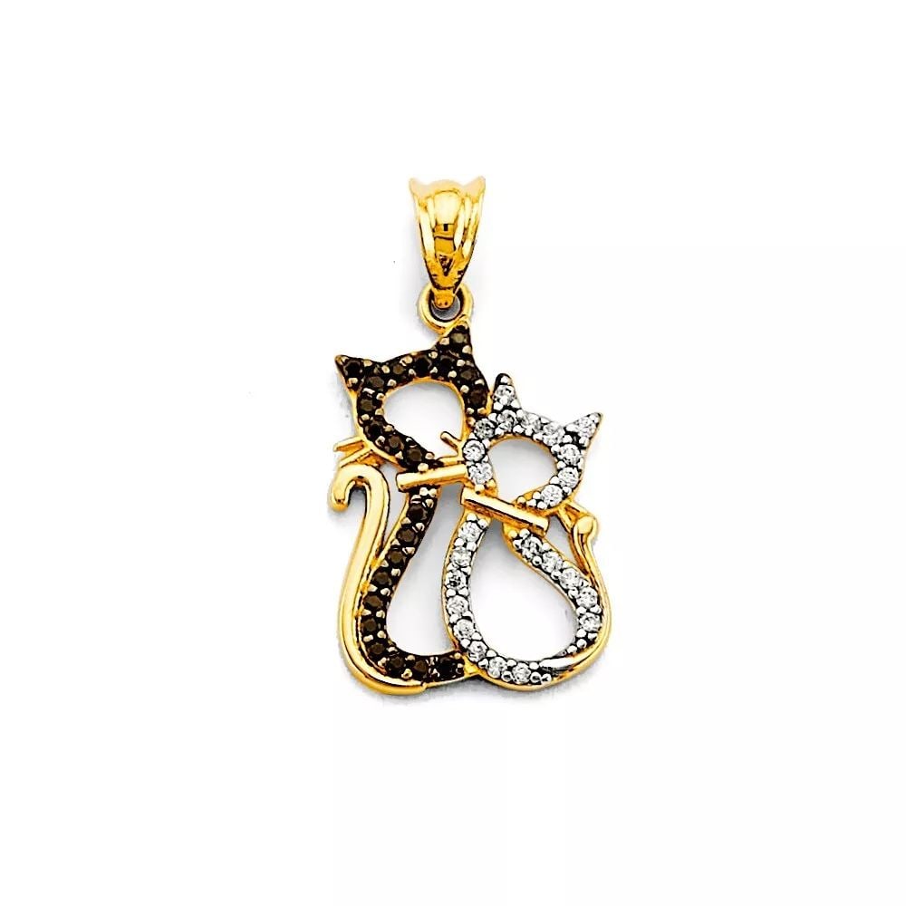 NEW 14K TWO TONE GOLD CZ CAT PENDANT 14K TWO TONE GOLD NEW CZ CAT PENDANT WEIGHT: 1.2g: NEW 14K TWO TONE GOLD CZ CAT PENDANT 14K TWO TONE GOLD NEW CZ CAT PENDANT WEIGHT: 1.2g