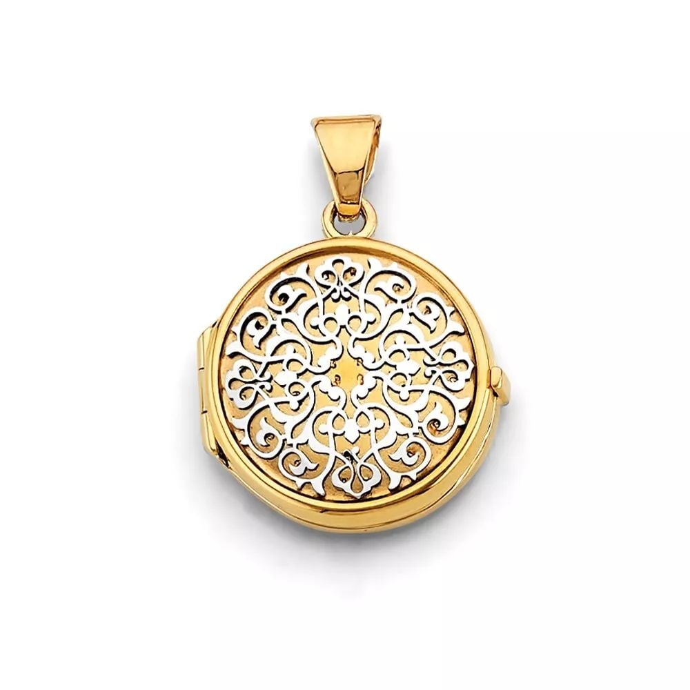 NEW 14K YELLOW GOLD ROUND LOCKET PENDANT 14K YELLOW GOLD NEW ROUND LOCKET PENDANT WEIGHT: 5.3g (1 of 2)