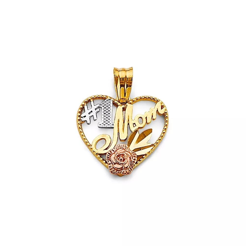 NEW 14K TRI COLOR GOLD HEART #1 MOM PENDANT 14K TRI COLOR GOLD NEW HEART #1 MOM PENDANT WEIGHT: 1.3g: NEW 14K TRI COLOR GOLD HEART #1 MOM PENDANT 14K TRI COLOR GOLD NEW HEART #1 MOM PENDANT WEIGHT: 1.3g