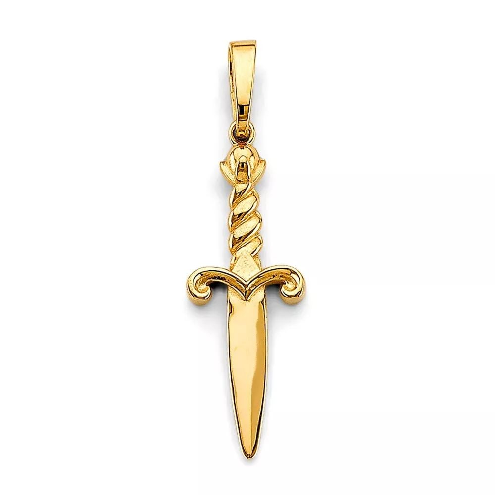 NEW 14K YELLOW GOLD DAGGER KNIFE PENDANT 14K YELLOW GOLD NEW DAGGER KNIFE PENDANT WEIGHT: 2.4g (1 of 2)