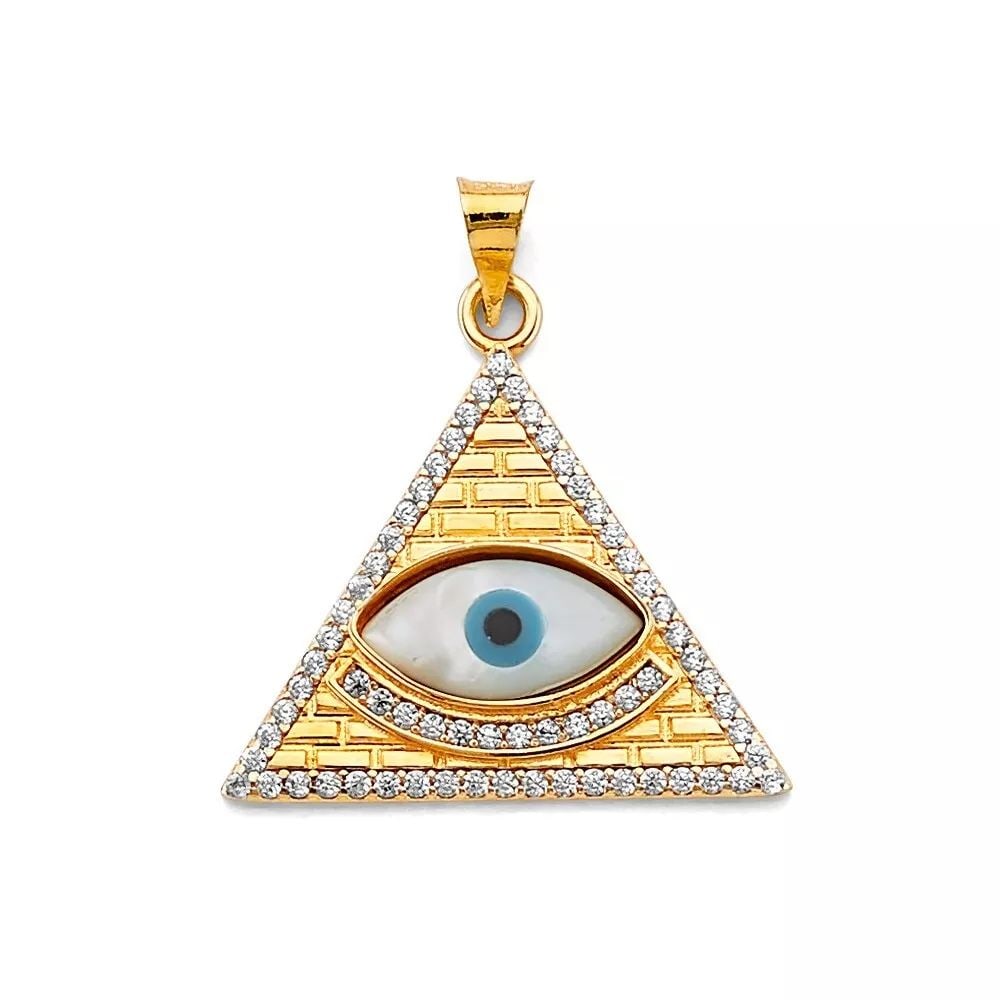 NEW 14K TWO TONE GOLD EVIL EYE PENDANT 14K TWO TONE GOLD NEW EVIL EYE PENDANT WEIGHT: 2.4g (1 of 2)