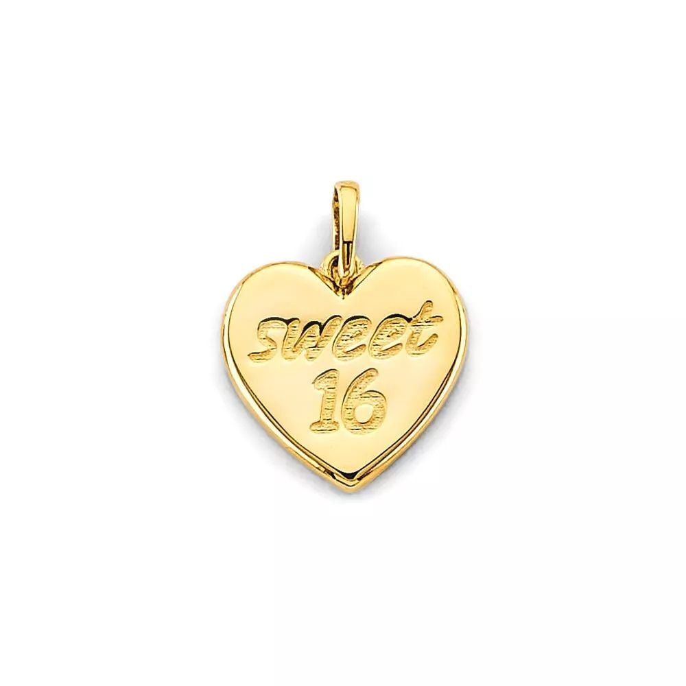 NEW 14K YELLOW GOLD HEART SWEET 16 YEARS PENDANT 14K YELLOW GOLD NEW HEART SWEET 16 YEARS PENDANT: NEW 14K YELLOW GOLD HEART SWEET 16 YEARS PENDANT 14K YELLOW GOLD NEW HEART SWEET 16 YEARS PENDANT WEIGHT: 1.9g