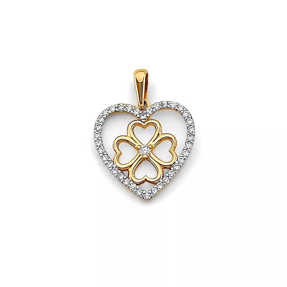NEW 14K TWO TONE GOLD CZ HEART FLOWER PENDANT 14K TWO TONE GOLD NEW CZ HEART FLOWER PENDANT WEIGHT:: NEW 14K TWO TONE GOLD CZ HEART FLOWER PENDANT 14K TWO TONE GOLD NEW CZ HEART FLOWER PENDANT WEIGHT: 1g