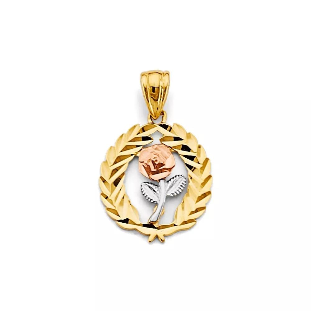 NEW 14K TRI COLOR GOLD FLOWER PENDANT 14K TRI COLOR GOLD NEW FLOWER PENDANT WEIGHT: 1.1g (1 of 2)