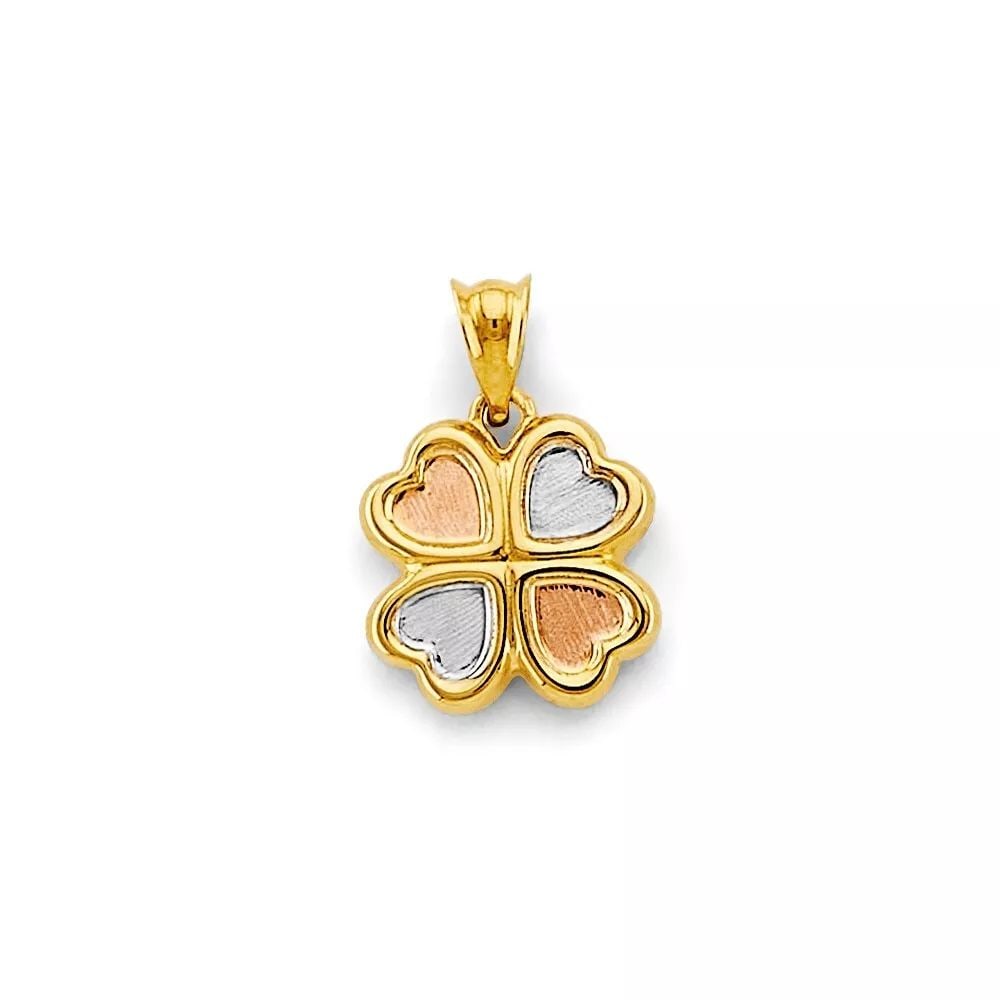 NEW 14K TRI COLOR GOLD HEART CLOVER PENDANT 14K TRI COLOR GOLD NEW HEART CLOVER PENDANT WEIGHT: 0.7g: NEW 14K TRI COLOR GOLD HEART CLOVER PENDANT 14K TRI COLOR GOLD NEW HEART CLOVER PENDANT WEIGHT: 0.7g