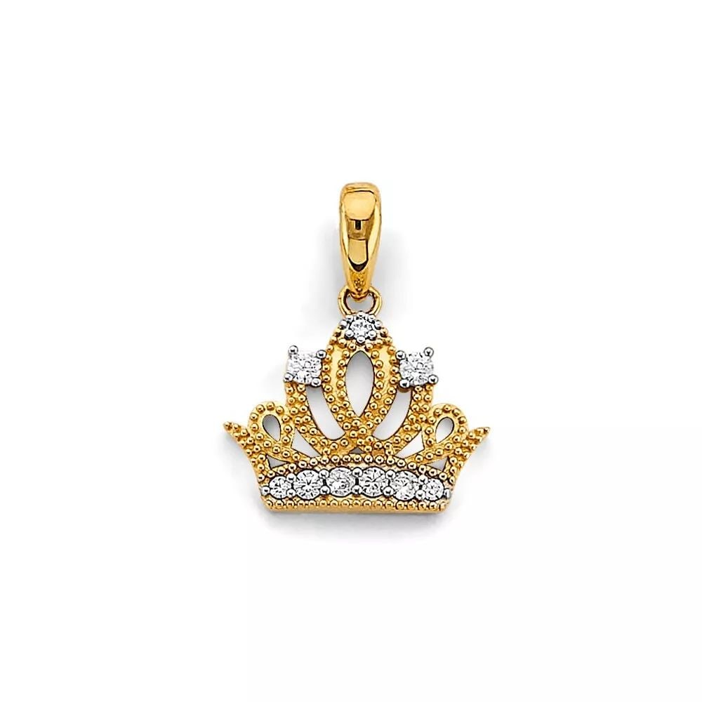 NEW 14K TWO TONE GOLD CROWN PENDANT 14K TWO TONE GOLD NEW CROWN PENDANT WEIGHT: 1.5g (1 of 2)