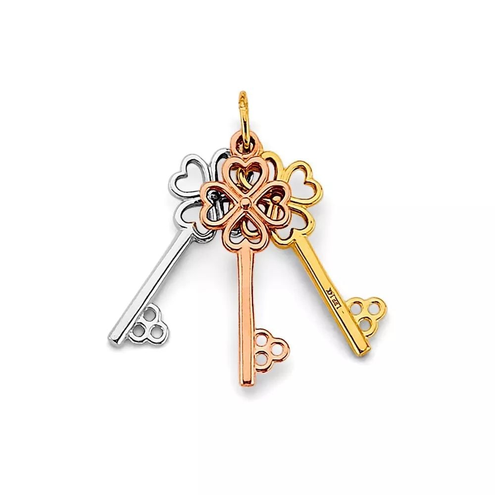 NEW 14K TRI COLOR GOLD KEY PENDANT 14K TRI COLOR GOLD NEW KEY PENDANT WEIGHT: 2.1g (1 of 2)