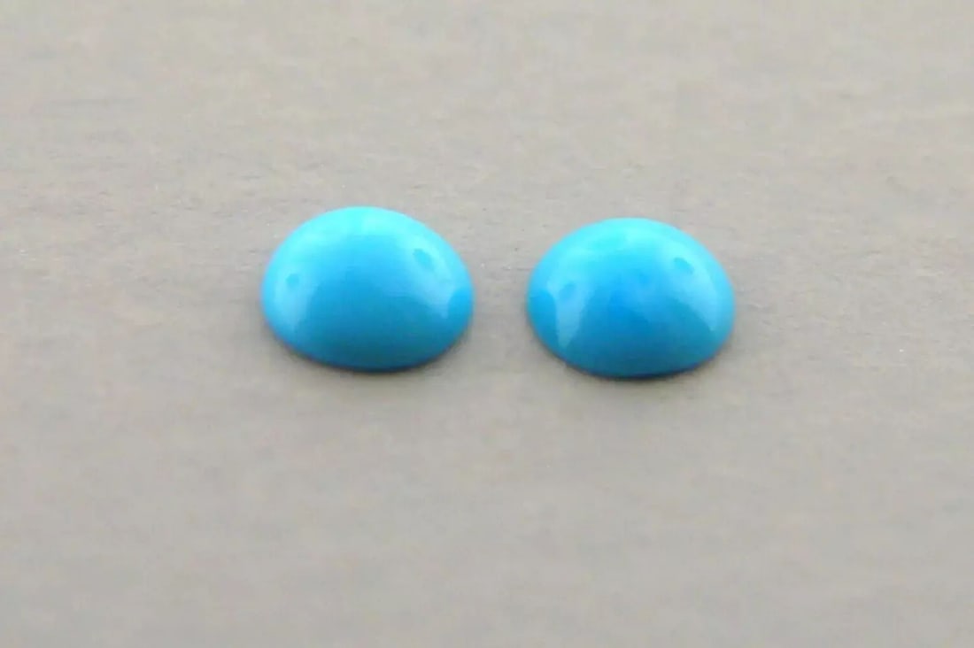 LOOSE NATURAL UNTREATED ROUND CUT CABOCHON TURQUOISE Sale is for 2 round cut cabochon sleeping: LOOSE NATURAL UNTREATED ROUND CUT CABOCHON TURQUOISE Sale is for 2 round cut cabochon sleeping beauty Turquoise Matching pair Turquoise measures 2mm in diameter New, never used before, perfect for jew