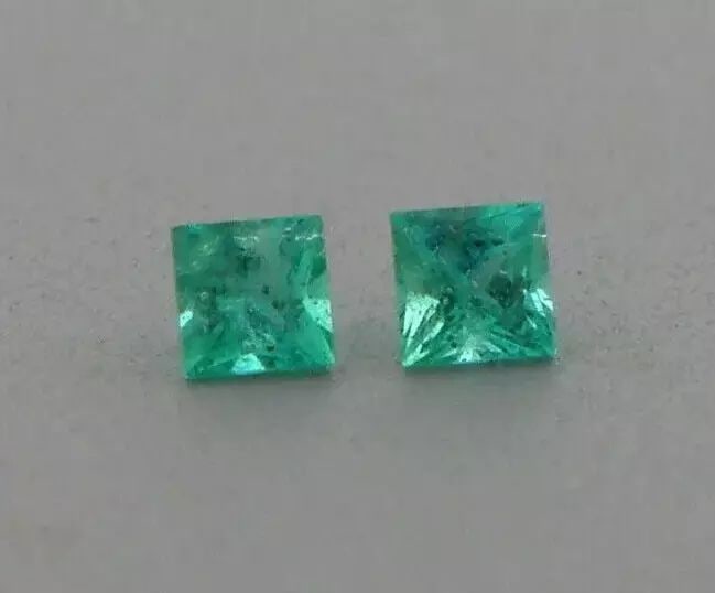 LOOSE NATURAL PRINCESS CUT COLOMBIAN EMERALDS Sale is for 2 princess cut natural Colombian emeralds: LOOSE NATURAL PRINCESS CUT COLOMBIAN EMERALDS Sale is for 2 princess cut natural Colombian emeralds Matching pair Emerald measures 2.6mm x 2.6mm New, never used before, perfect for jewelry repair