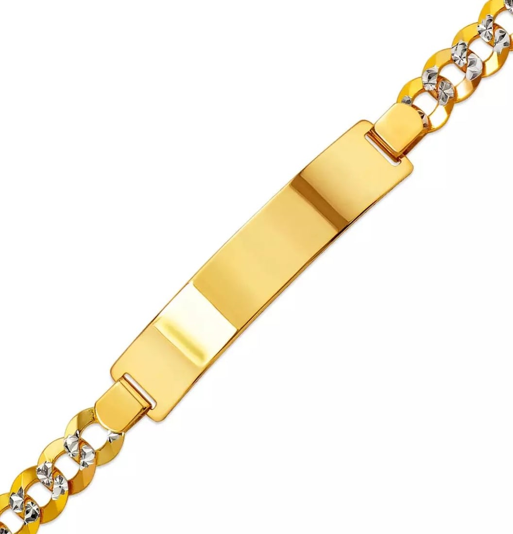 NEW 14K WHITE PAVE GOLD CURB LIGHT ID BRACELET 14K White Pave Gold Approx. 180 Gauge (10.0mm ID,: NEW 14K WHITE PAVE GOLD CURB LIGHT ID BRACELET 14K White Pave Gold Approx. 180 Gauge (10.0mm ID, 8.0mm Bracelet) High Polished/Diamond Cut Lobster Lock Length 8" Weight: 14.5 Grams