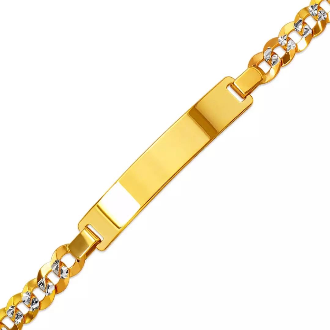 NEW 14K WHITE PAVE GOLD CURB LIGHT ID BRACELET 14K White Pave Gold Approx. 140 Gauge (7.0mm ID,: NEW 14K WHITE PAVE GOLD CURB LIGHT ID BRACELET 14K White Pave Gold Approx. 140 Gauge (7.0mm ID, 6.0mm Bracelet) High Polished/Diamond Cut Lobster Lock Length 7.5" Weight: 9.1 Grams