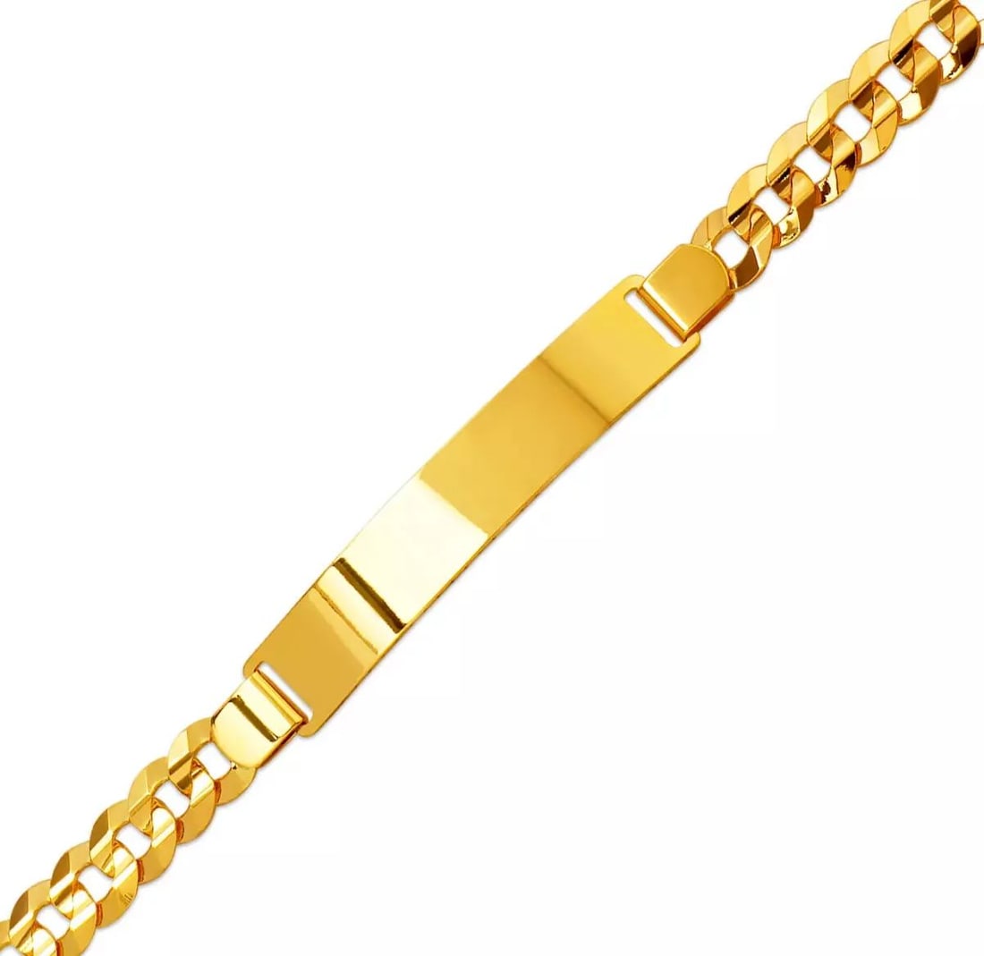 NEW 14K YELLOW GOLD CURB LIGHT ID BRACELET 14K Yellow Gold Approx. 8.0mm ID, 7.0mm Bracelet High (1 of 2)