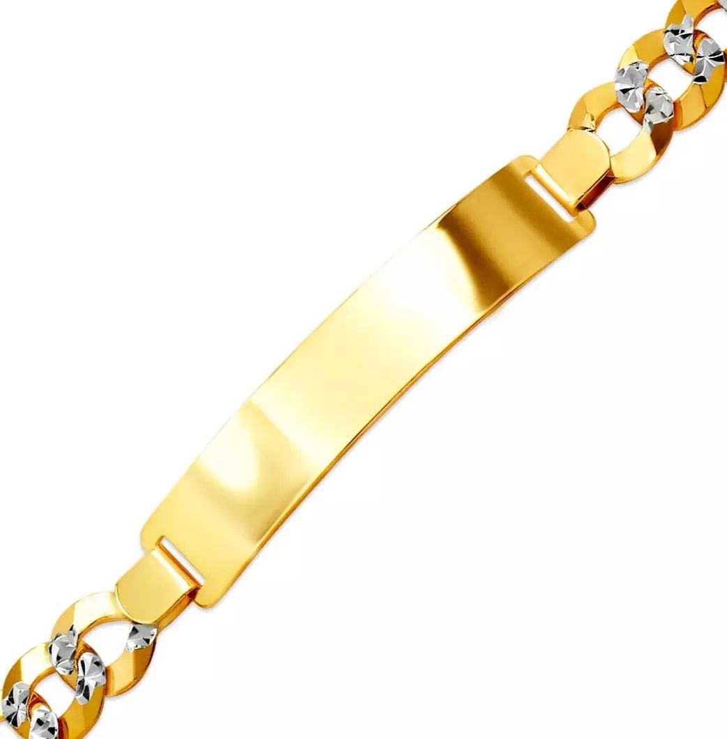 NEW 14K WHITE PAVE GOLD CURB LIGHT ID BRACELET 14K White Pave Gold Approx. 220 Gauge (10.0mm ID,: NEW 14K WHITE PAVE GOLD CURB LIGHT ID BRACELET 14K White Pave Gold Approx. 220 Gauge (10.0mm ID, 9.0mm Bracelet) High Polished Lobster Lock Length 8" Weight: 19.4 Grams