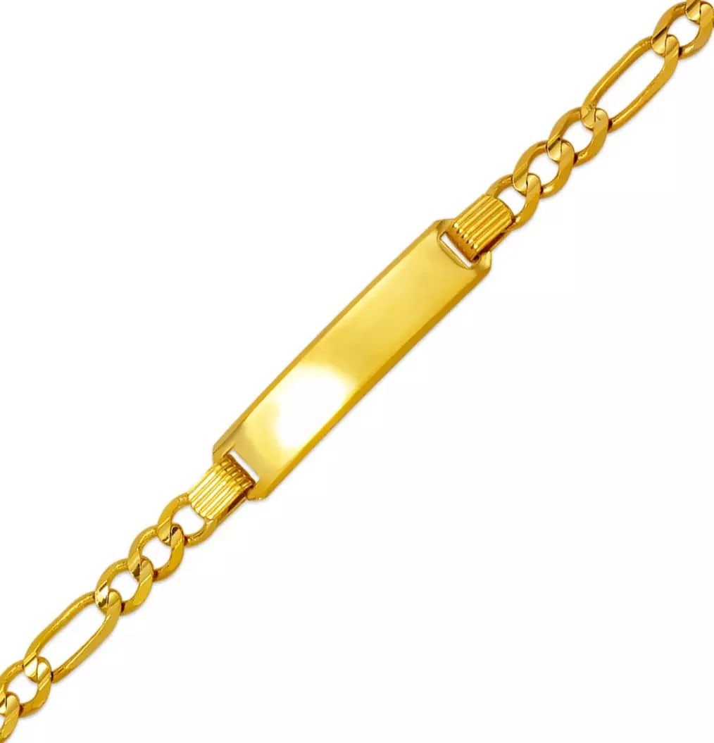 NEW 14K YELLOW GOLD FIGARO X-LIGHT BABY ID BRACELET 14K Yellow Gold Approx. 6mm ID, 4.0mm Bracelet (1 of 2)