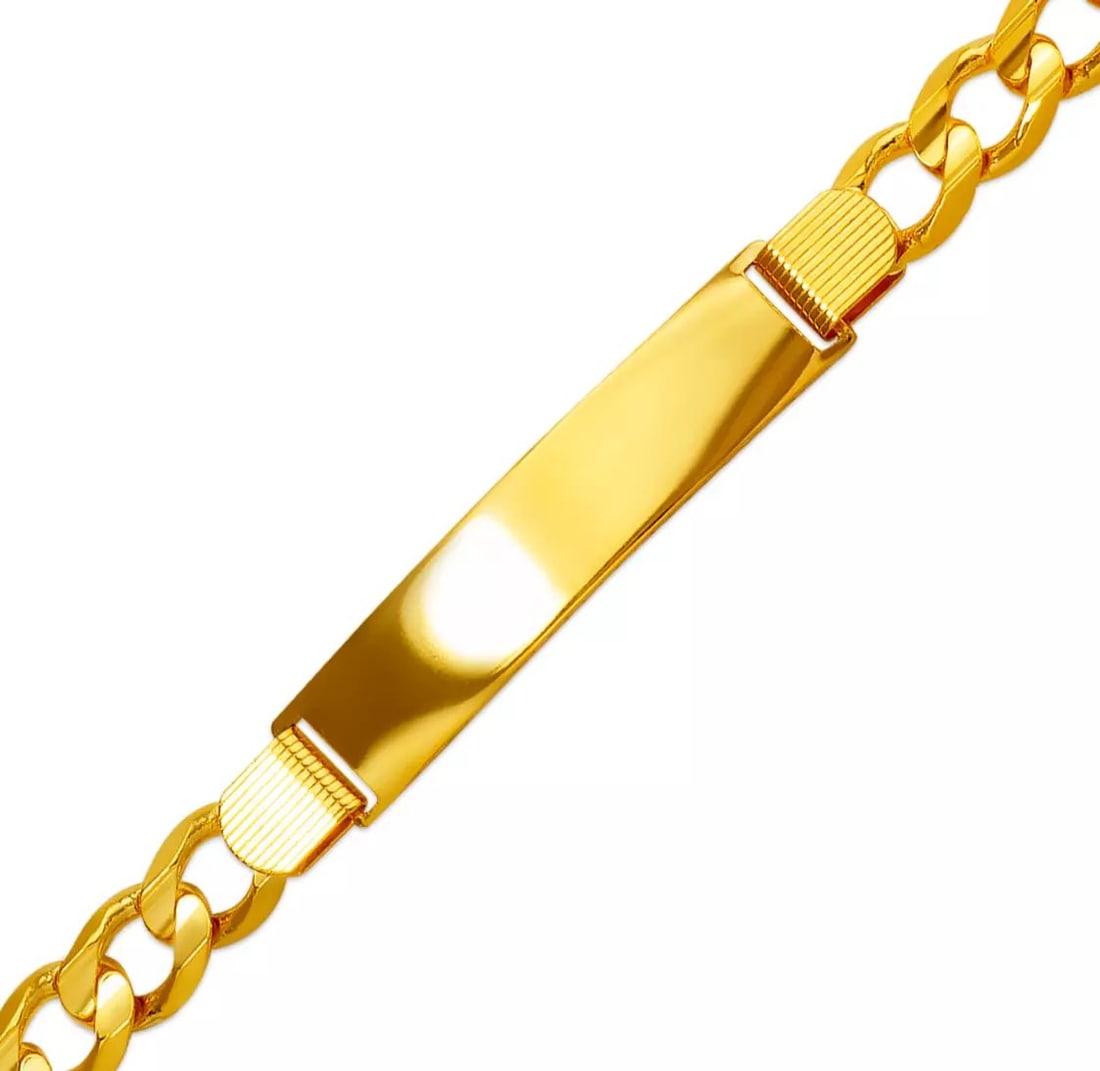 NEW 14K YELLOW GOLD FIGARO X-LIGHT ID BRACELET 14K Yellow Gold Approx. 210 Gauge (10.0mm ID, 8.0mm (1 of 2)