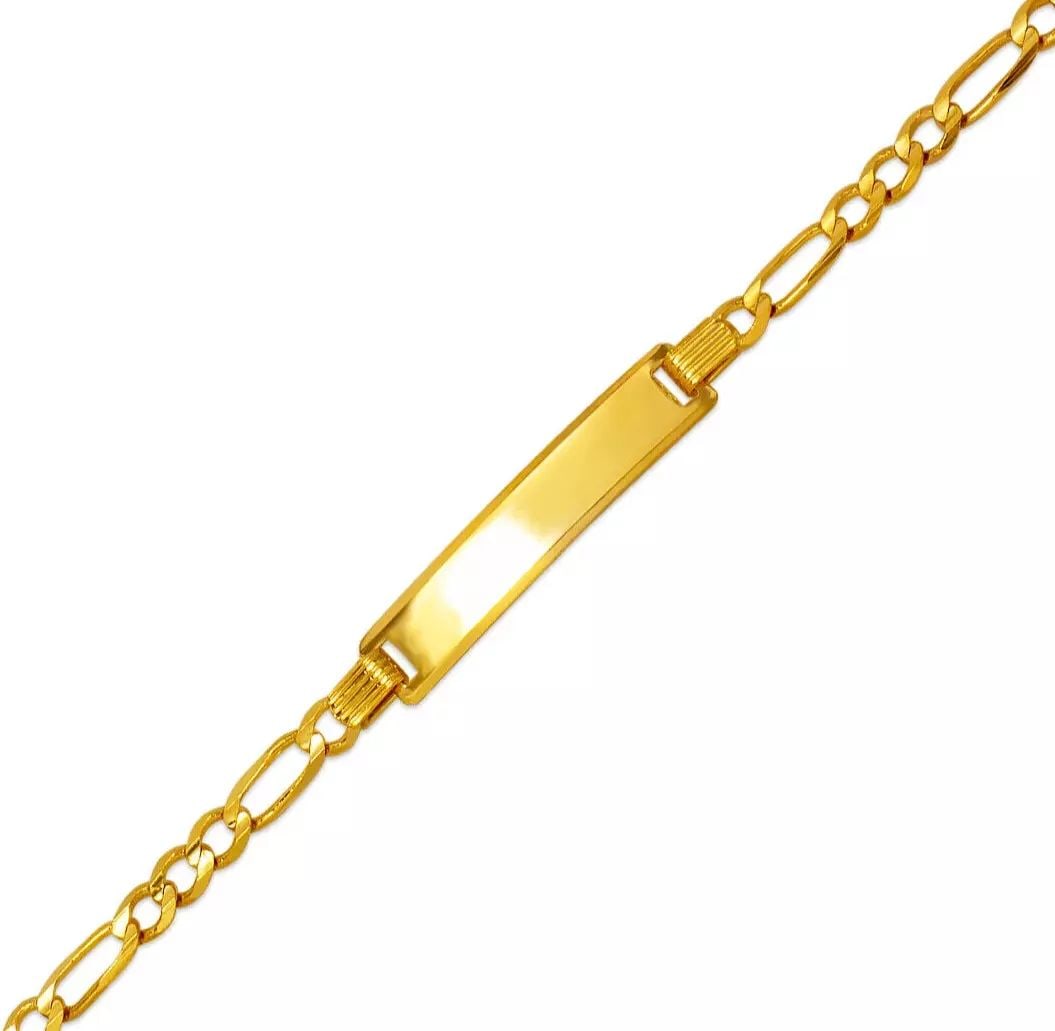NEW 14K YELLOW GOLD FIGARO X-LIGHT BABY ID BRACELET 14K Yellow Gold Approx. 5mm ID, 3.0mm Bracelet (1 of 2)