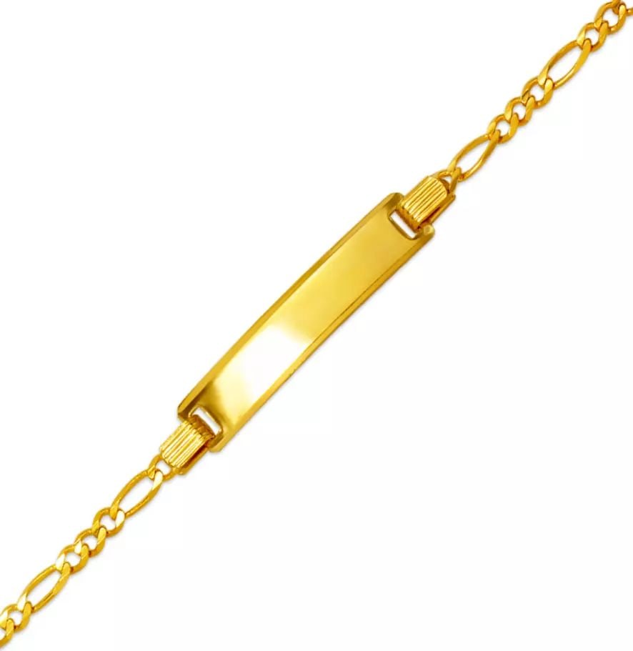 NEW 14K YELLOW GOLD FIGARO X-LIGHT BABY ID BRACELET 14K Yellow Gold Approx. 5mm ID, 2.5mm Bracelet (1 of 2)