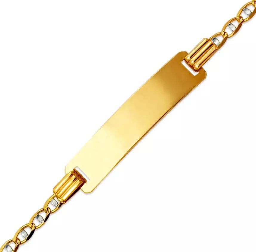 NEW 14K TWO TONE GOLD KIDS GUCCI PAVE ID BRACELET 14K Two Tone Gold Approx. 050 Gauge (ID: 6.0mm, (1 of 2)