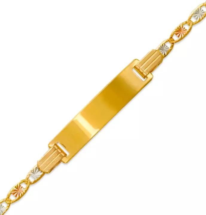 NEW 14K TRI COLOR GOLD KIDS VALENTINO ID BRACELET 14K Tricolor Gold 060 Gauge (6mm ID, 3mm Bracelet) (1 of 2)